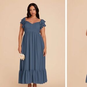Birdy Grey Michelle Chiffon in Twilight Elegant Blue Ruffle Sleeve Dress